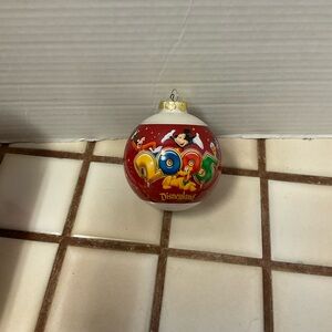 Disney Red and Gold Holiday Glass Ornament